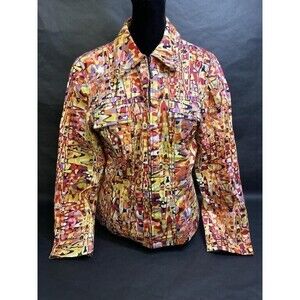 Anthracite Bold Geometric Multicolor Blazer Jacket Acetate Lining SZ 8 Pre-Owned